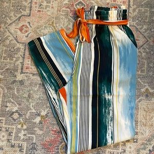 Bcbg elastic waist soft pants with tie belt